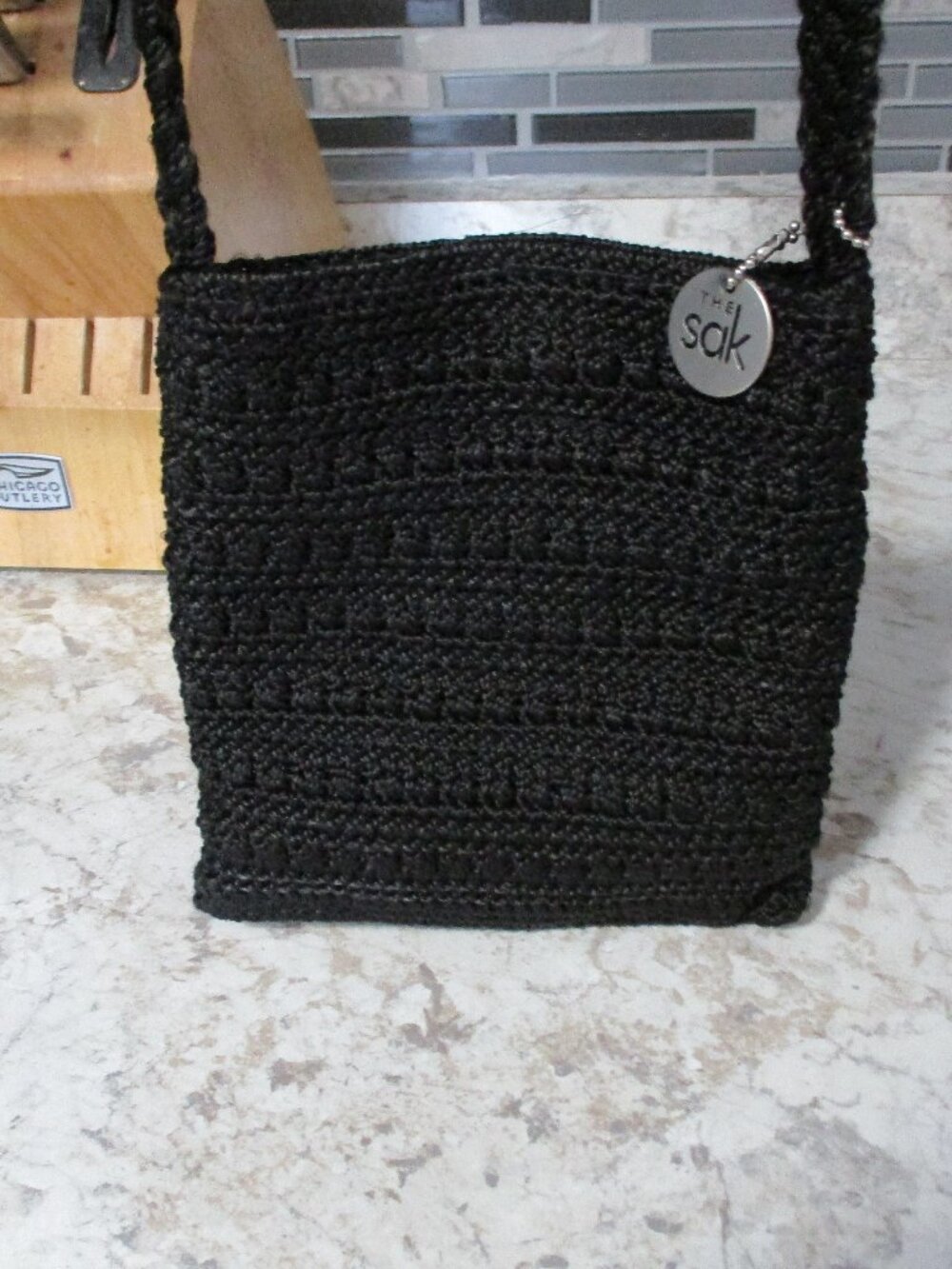 The SAK small/mini black crochet crossbody bag/purse, festival, boho - Picture 2 of 9